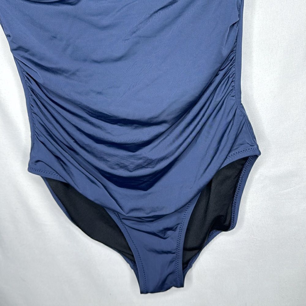 Garnet Hill Ruched Bandeau One Piece Navy bathing Suit. Size 4.‎ - Picture 3 of 9